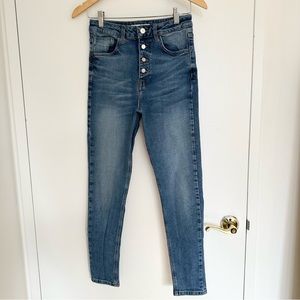 Zara Premium Button Fly Skinny Jeans High Rise